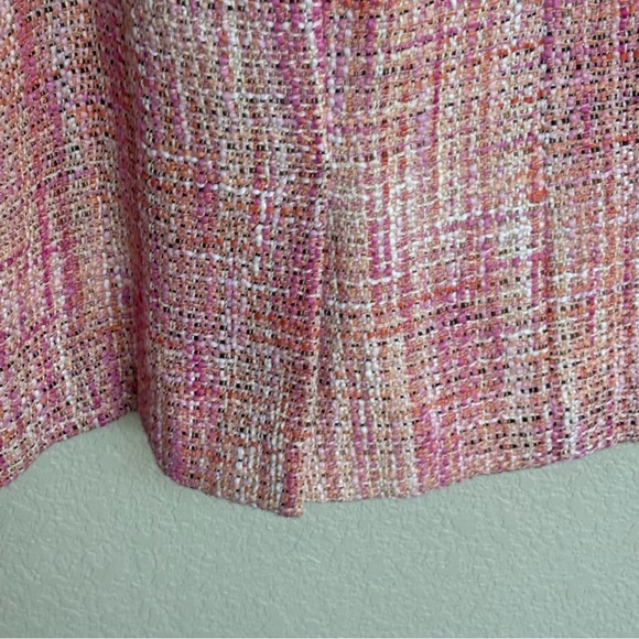 Talbots Petites 2P Pink Tweed Sheath Dress Sleeveless V-Neck Lined Spring - Picture 7 of 8
